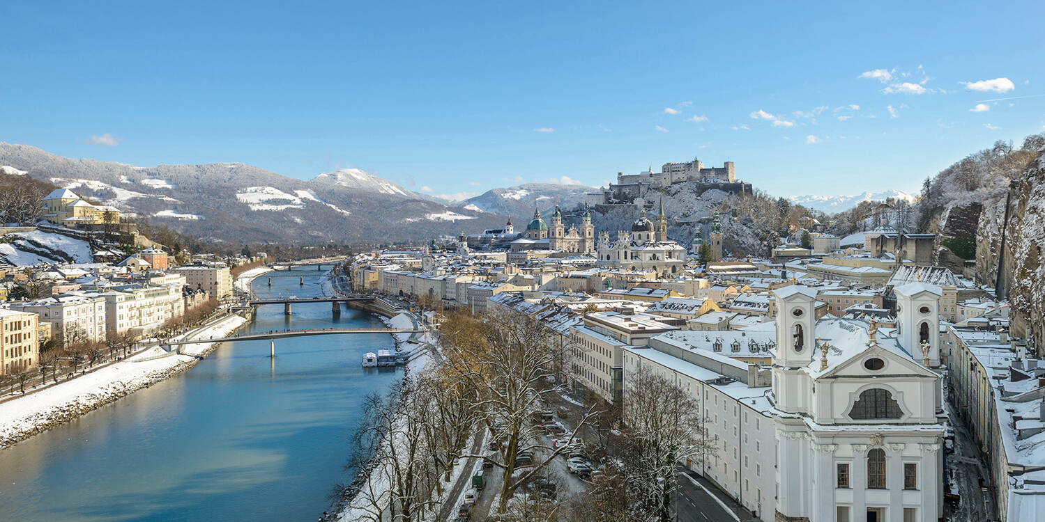 Salzburg - river Salzach and old town in winter © Tourismus Salzburg GmbH