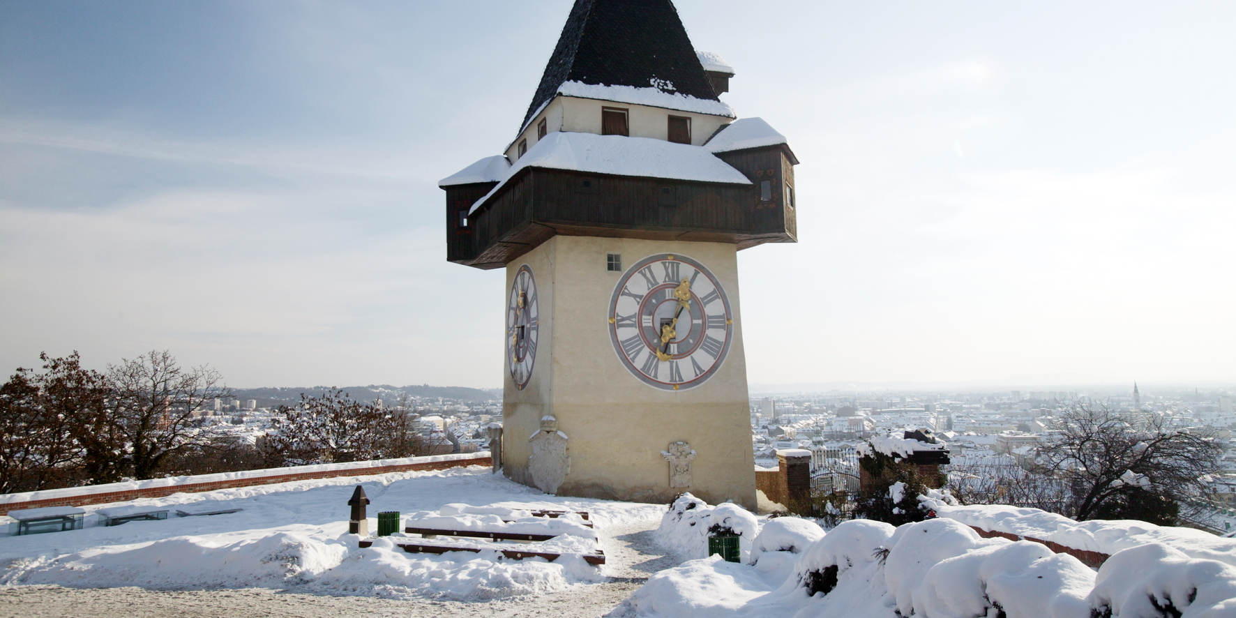 Graz - Uhrturm im Winter © Graz Tourismus | Harry Schiffer