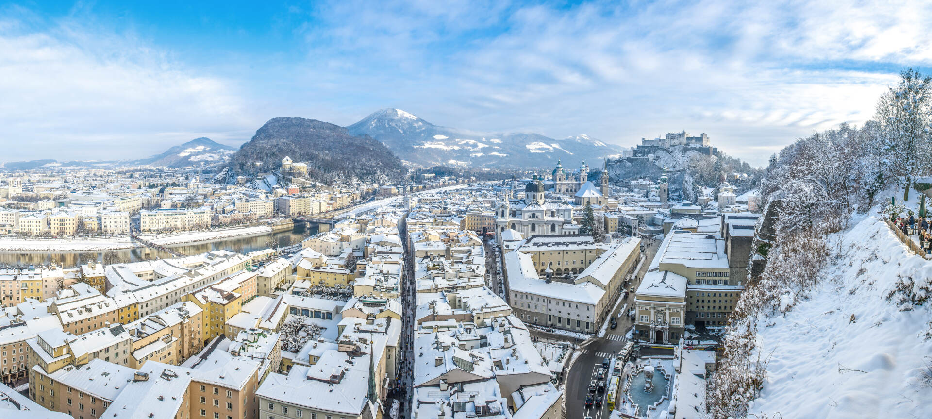 Salzburg im Winter mit Gaisberg im Hintergrund © Tourismus Salzburg GmbH